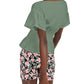 INC International Concepts Women's Short Sleeve Jewel Neck Top Green Size Large