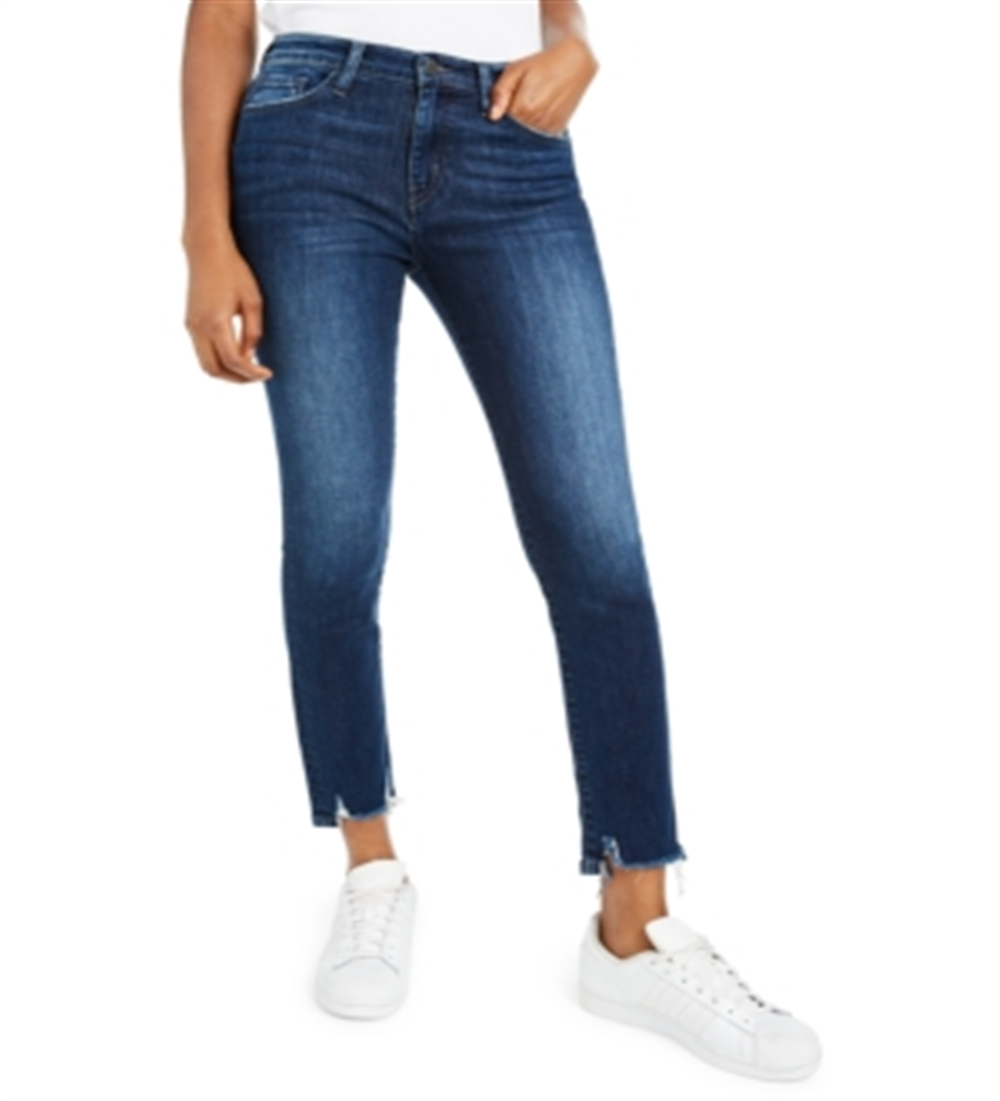 Flying Monkey Women's Cropped Frayed Skinny Jeans Blue Size 31
