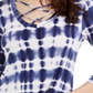 Ultra Flirt Junior's Strappy Tie Dye T-Shirt Blue Size Large