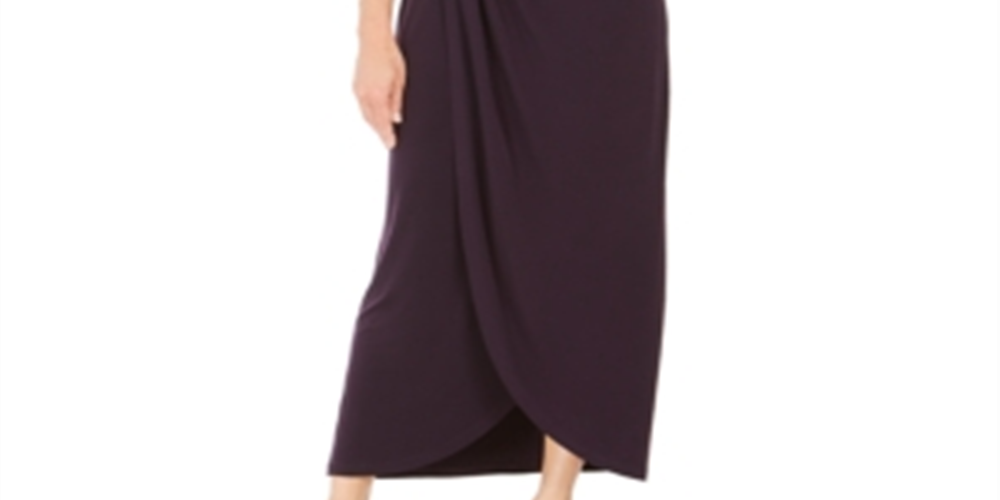 Connected Women's Soutache Faux Wrap Gown Purple Size 4P