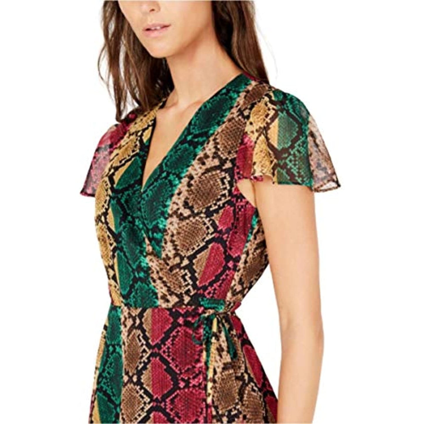 INC International Concepts Women's Snake Embossed Wrap Dress Pink Size 4