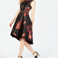 Calvin Klein Women's Metallic Print Fit & Flare Dress Black Size 14