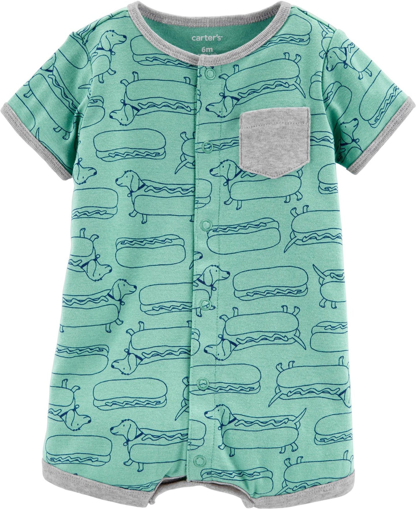 Carter's Baby Boys n Hot Dog Romper Print Green Size 8 Months