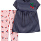 Carter's Baby Girl's Striped Cherry Print Leggings Set Blue Size 9