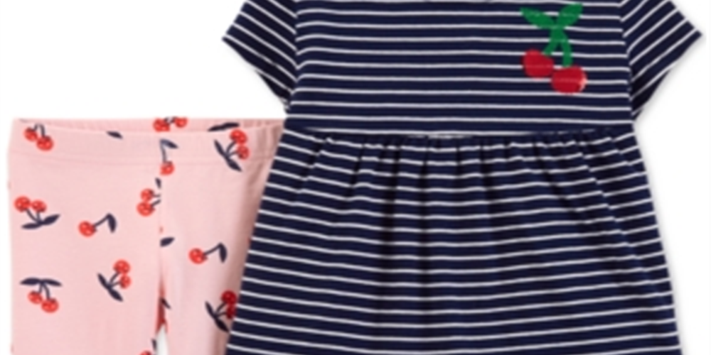 Carter's Baby Girl's Striped Cherry Print Leggings Set Blue Size 9
