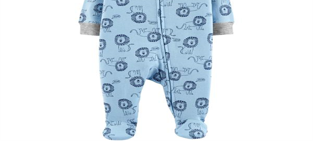 Carter's Baby Boys' Cotton Zip-Up Sleep N Play  Lion Roar Blue Size 9 Months