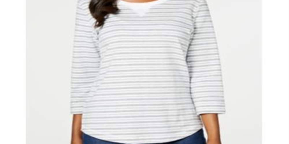 Karen Scott Women's Sport Zoe Sweatshirt Gray Size Large