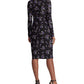 Ralph Lauren Women's Floral Long Sleeve V Neck Knee Length Wrap Dress Black Size 10