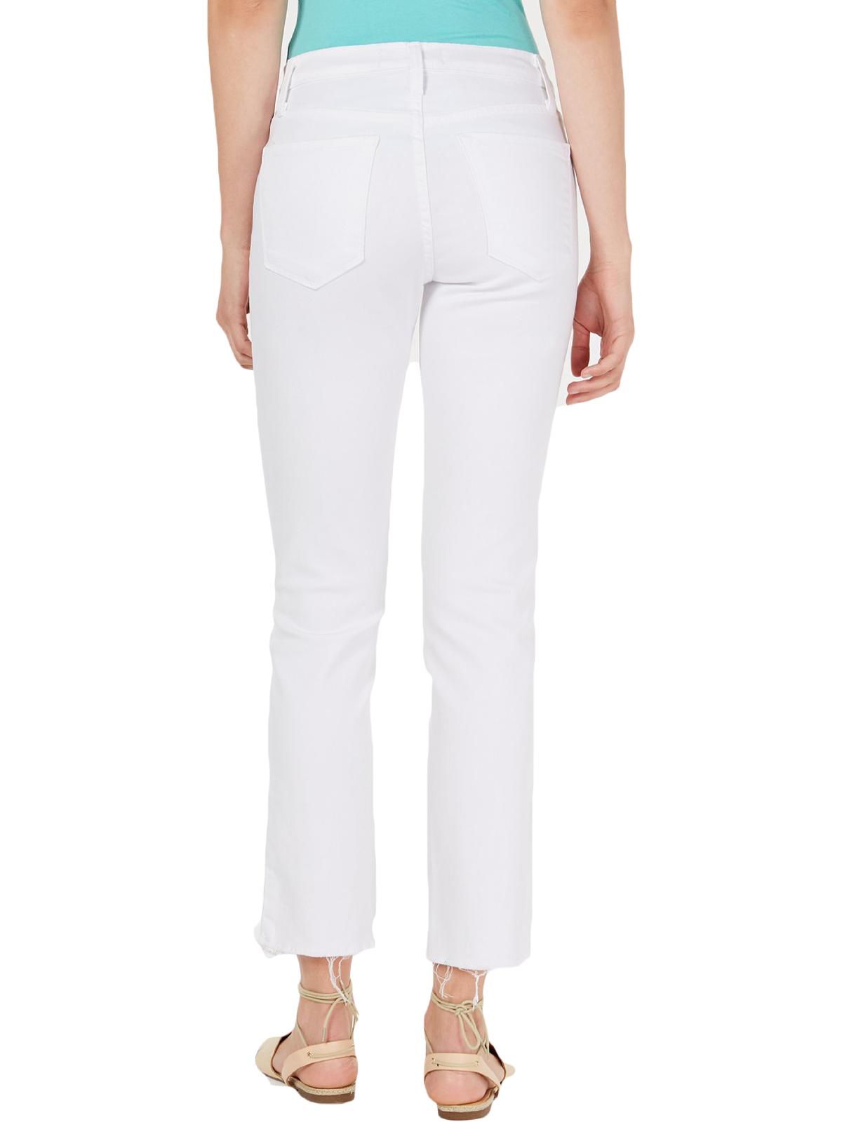 Flying Monkey Women's Button Fly Raw Hem Straight Leg Jeans White Size 28