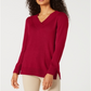 Karen Scott Women's V Neck Solid Sweater Red Size X-Small