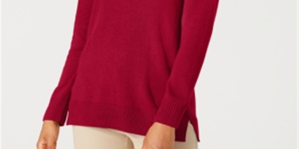 Karen Scott Women's V Neck Solid Sweater Red Size X-Small