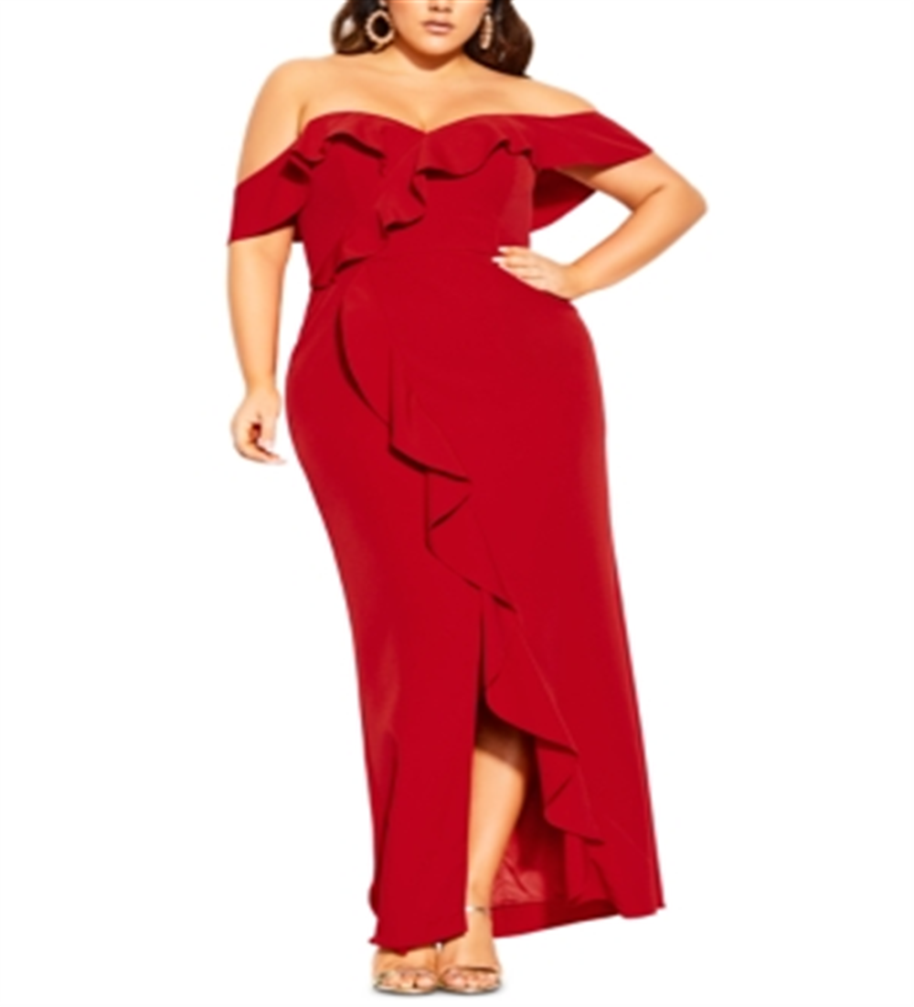 City Chic Women's Savannah Maxi Dress Red Size 14