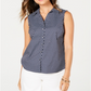 Charter Club Women's Sailboat Print Shirt Blue Size 6 Petite