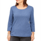 Karen Scott Women's Cotton 3/4 Sleeve Top Blue Size X-Small
