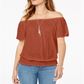 Style & Co Women's Convertible Off the Shoulder Top Red Size XX-Large