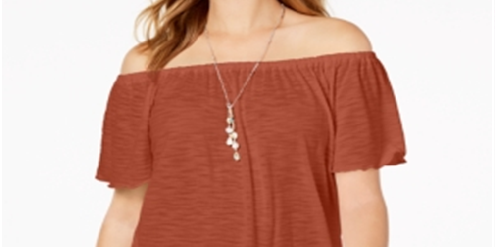 Style & Co Women's Convertible Off the Shoulder Top Red Size XX-Large