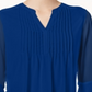 Charter Club Women's Double Ruffle Solid Pintuck Top Blue Size X-Small