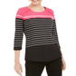 Karen Scott Women's Rivet Trim Scoop Neck Top Pink Size Small
