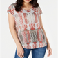 Style & Co Women's Printed Scoop Neck Top Brown Size X-Small