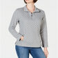 Karen Scott Women's Printed Zip Neck Top Gray Size Petite