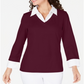 Karen Scott Women's Cotton Layered Look Top Red Size S