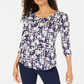 JM Collection Women's Printed T-Shirt Blue Size 2XL