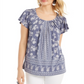 Style & Co Women's Ruched Neck Tunic Top Purple Size XS