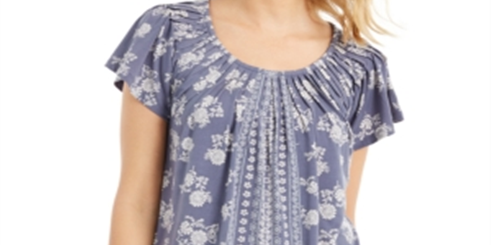 Style & Co Women's Ruched Neck Tunic Top Purple Size XS
