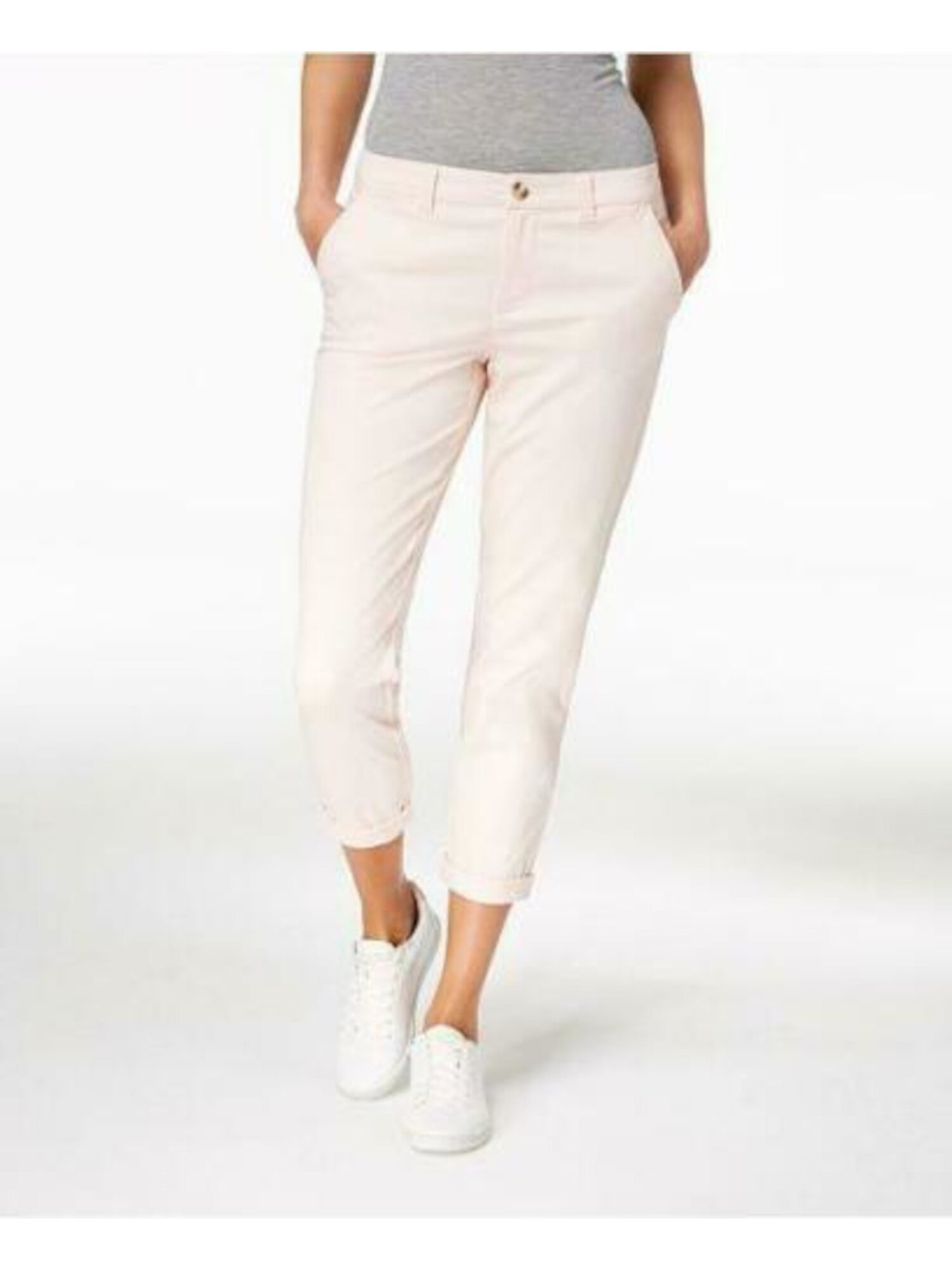 Maison Jules Women's Zippered Straight Leg Pants Pink Size 4