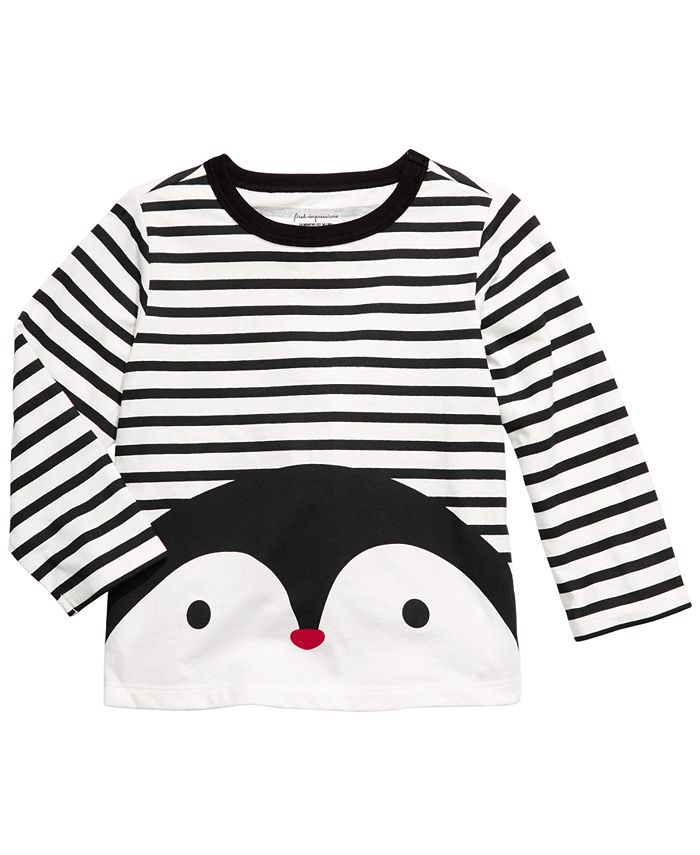 First Impressions Baby Boy's Striped Penguin Print Cotton T-Shirt White Size 18MOS