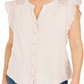 Style & Co Women's Eyelet Sleeveless Shirt  Pink Size Large