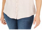 Style & Co Women's Eyelet Sleeveless Shirt  Pink Size Large