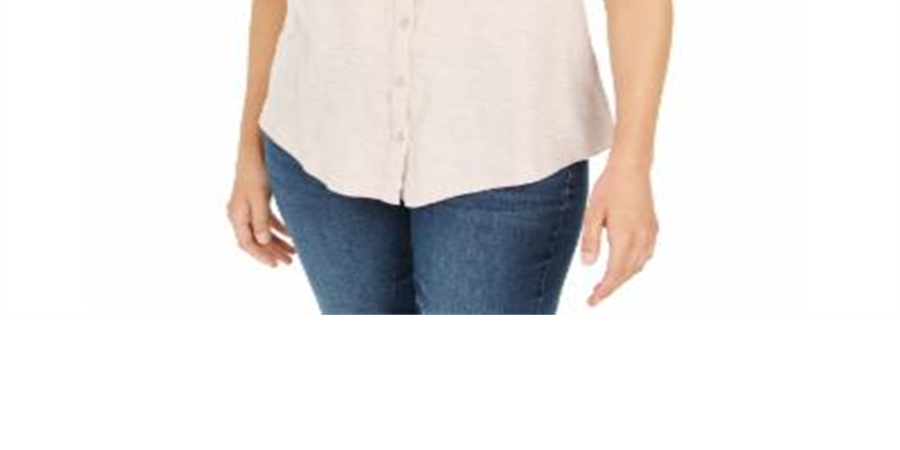 Style & Co Women's Eyelet Sleeveless Shirt  Pink Size Large
