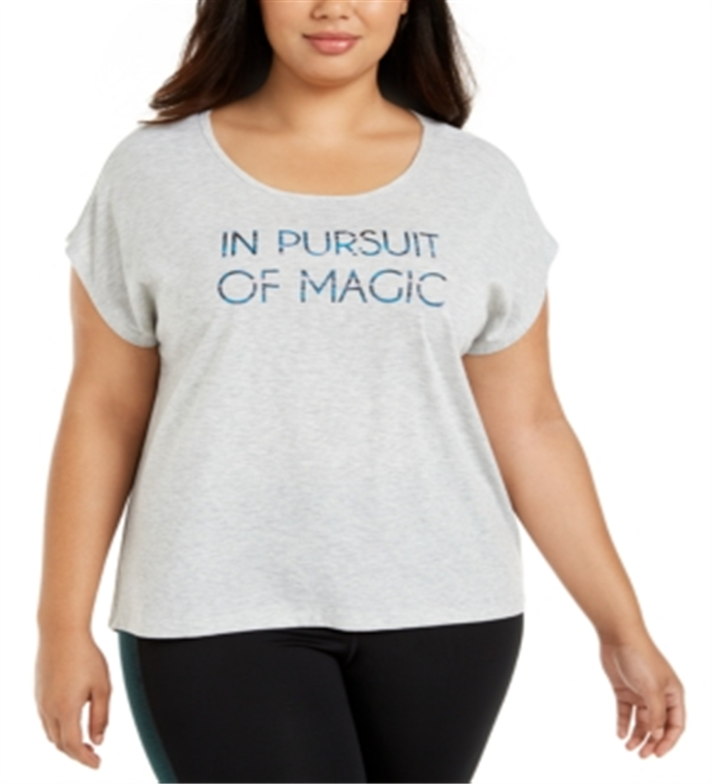 Ideology Women's Graphic Magic T-Shirt Gray Size 1X