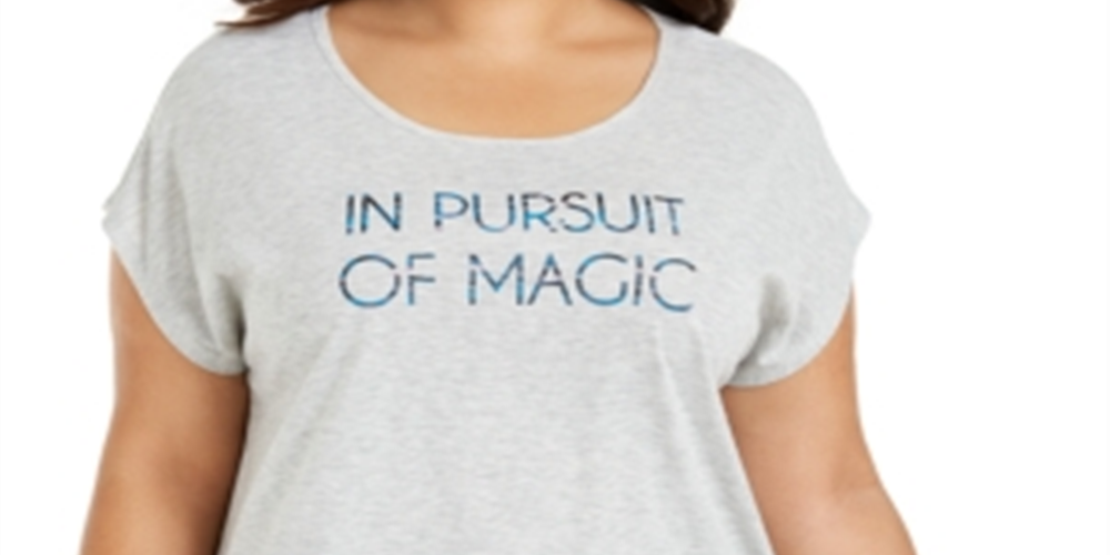 Ideology Women's Graphic Magic T-Shirt Gray Size 1X
