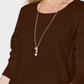 Style & Co Women's Long Sleeve Crewneck Top Brown Size Large