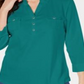 Karen Scott Women's Cotton Johnny-Collar Utility Shirt Green Size Large