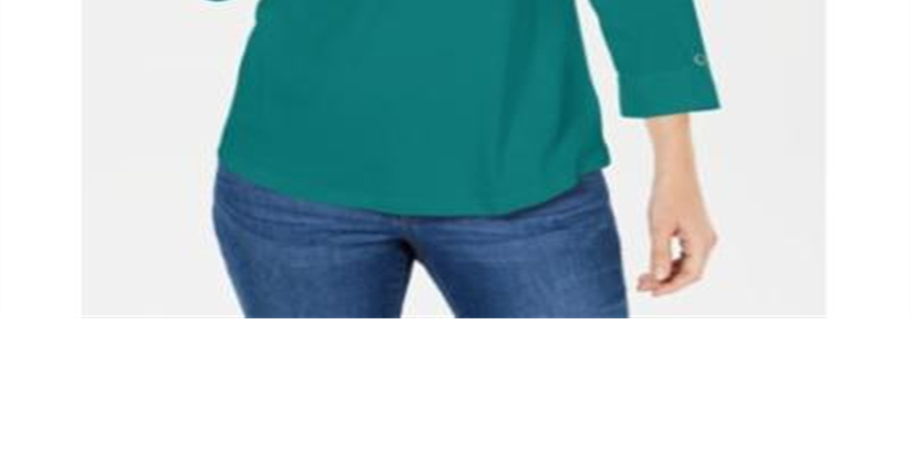 Karen Scott Women's Cotton Johnny-Collar Utility Shirt Green Size Large