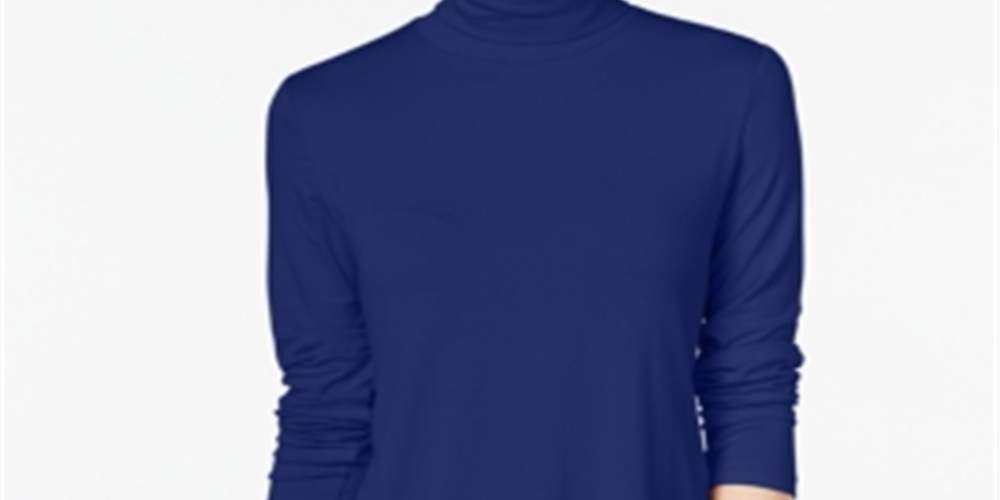 JM Collection Women's Turtleneck Top Blue Size Large