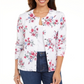 Karen Scott Women's Floral Print Button Cardigan White Size X-Small