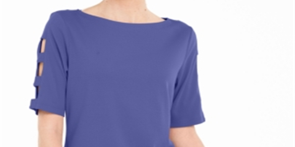 Karen Scott Women's Cotton Cutout Sleeves Top Purple Size Small