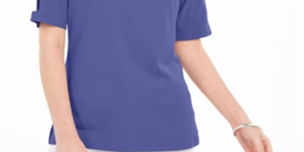Karen Scott Women's Cotton Cutout Sleeves Top Purple Size Small