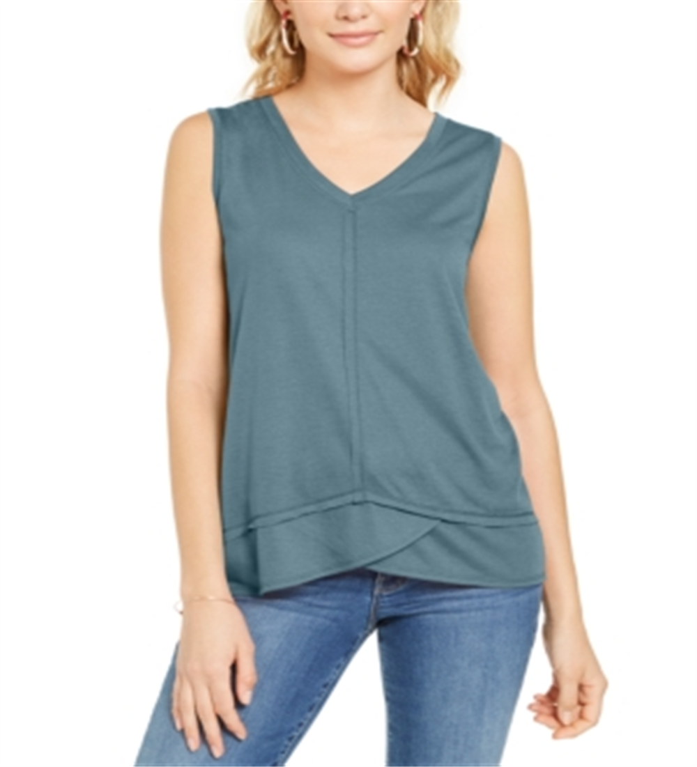 Style & Co Women's High Low Tank Top Blue Size XL