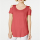 JM Collection Women's Cold Shoulder Swing T-Shirt Pink Size L