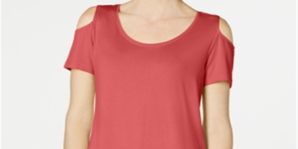 JM Collection Women's Cold Shoulder Swing T-Shirt Pink Size L