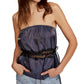 Free People Women's Lace Sleeveless Strapless Tube Top Blue Size Small