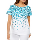 Karen Scott Women's Cascade Butterfly Printed Top Blue Size XS