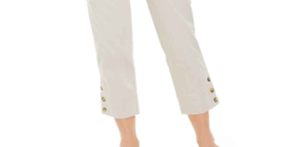 Charter Club Women's Button Cuff Tummy Control Capri Pants Brown Size 8