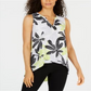 Alfani Women's Printed Crossover Front Top Green Size Petite M