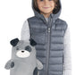 Cubcoats Boys Pimm The Puppy 2 in 1 Transforming Down Vest Hoodie & Soft Plushie Grey